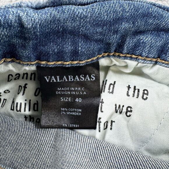 S VALABASAS Slim Straight Jeans Mens 40x30 Blue Denim Stretch Distressed - Picture 10 of 12